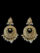 PS523 Jadau pendant and earrings tika set in pearls (READY TO SHIP )