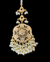 Gold plated earrings tika set in pearls ( READY TO SHIP )