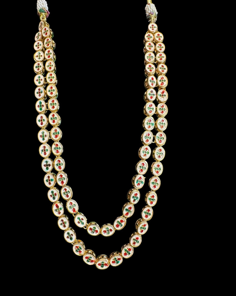 DNS208 Afsa Two-Layered Kundan Necklace – Handcrafted Bridal Gold-Plated Set with Meenakari Work ( READY TO SHIP )