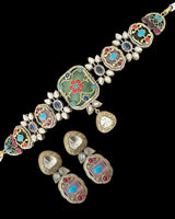 C340 Antique plated choker set in multicolor ( READY TO SHIP )