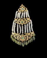 Insha jhoomar in fresh water pearls and emeralds ( READY TO SHIP )