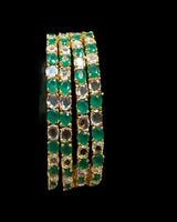 B826 Gold-Plated CZ Bangles – Set of Four (Size 2.4)   ( READY TO SHIP )