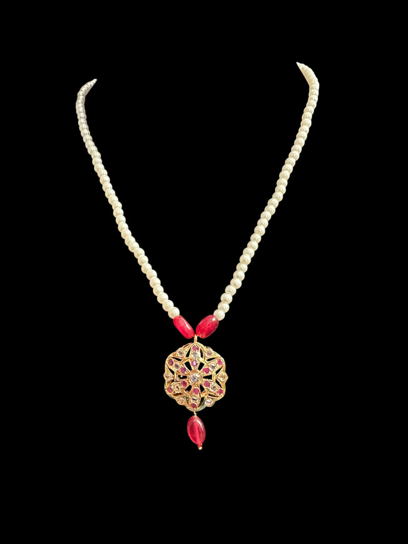 PS487 pendant set with ruby quartz  beads ( READY TO SHIP )