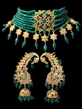 C515 Nayana hyderabadi choker set in green beads ( SHIPS IN 4 WEEKS )