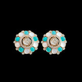 ET559 rose gold plated tops  with mother of pearl and turquoise  ( READY TO SHIP )