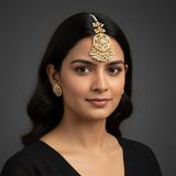 Gold plated earrings tika set in pearls ( READY TO SHIP )