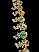 DLN73 Mallika hyderabadi Rani haar in green with fresh water pearls ( READY TO SHIP )