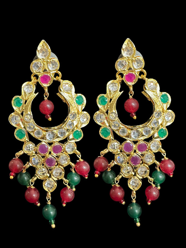 DER777 Mushk Ruby emerald earrings ( READY TO SHIP )