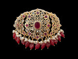 C333 Hyderabadi  choker set in pearls  and ruby with jhumka ( READY TO SHIP )