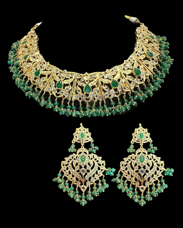 Aleezay necklace set in green  (SHIPS IN 4 WEEKS )