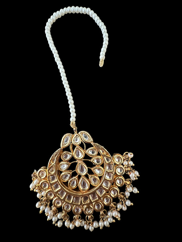 DJTK318  Kundan tika in pearls - Large ( READY TO SHIP )