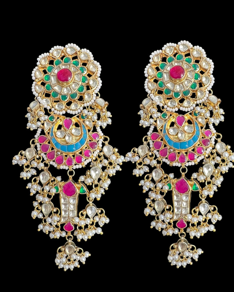 DER778 Maya pachi kundan multicolor statement earrings ( READY TO SHIP )