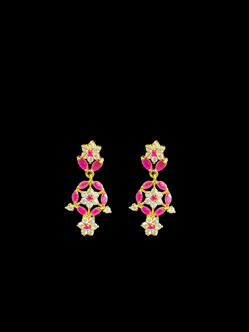 DLN38 Megha long set in cz stones - ruby    (READY TO SHIP)