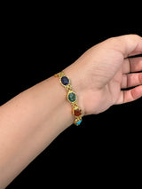 B200 gold plated Navratan gemstone bracelet ( SHIPS IN 1 WEEK )