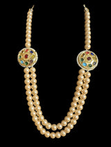 Kundan mala style  necklace - golden pearls   ( READY TO SHIP )