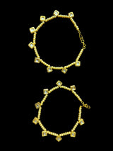 Kundan and golden pearl anklets ( READY TO SHIP )