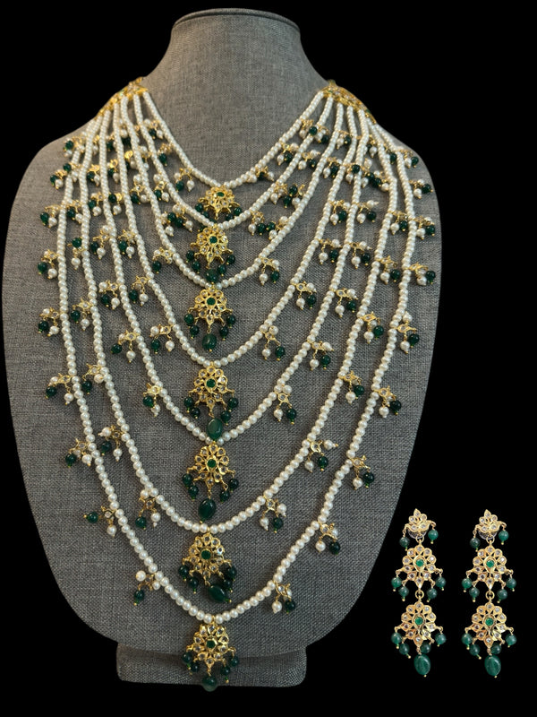 SAT103 Hyderabadi bridal satlada green ( READY TO SHIP )