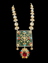 DLN75 kundan necklace set - Navratan ( READY TO SHIP )