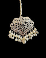 DJTK373 Neeli silver plated jadau tika with pearls ( READY TO SHIP )