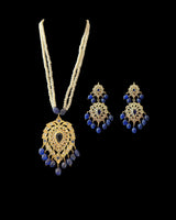 PS507 Alvira pendant set in sapphire blue with pearls  (READY TO SHIP)