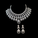 DNS81 silver plated diamanté necklace with earrings ( SHIPS IN 4 WEEKS  )