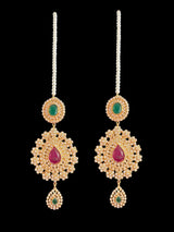 BR303 Ruby emerald with zircon combination gold plated necklace set ( READY TO SHIP )