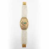 Ruby, Emerald & Freshwater Pearl Gold-Plated Silver Bracelet ( READY TO SHIP )