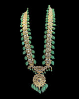 DLN136 Asif Jaahi Haar – Long Necklace with Earrings - Light green beads ( READY TO SHIP )