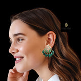 ET537 Asmee earrings in green  (READY TO SHIP)