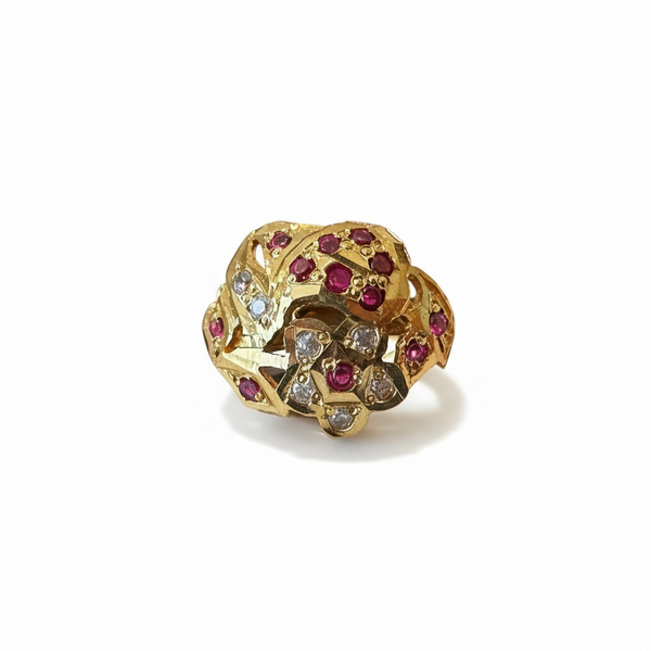 Ruby Zircon Ring – Gold-Plated 92.5 Silver ( READY TO SHIP )