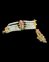 BR601 Ruby Emerald & Freshwater Pearl Handcrafted Bridal Jewelry Set (READY TO SHIP)
