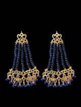 DER588 Amrita jhoomar earrings in blue beads  ( READY TO SHIP )