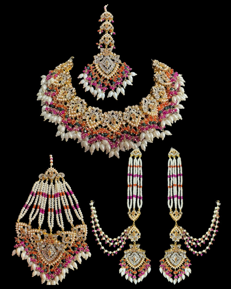 MAHAM  bridal set in MULTICOLOR ( READY TO SHIP )