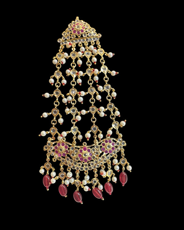 Manara Gold-Plated Jhoomar in Ruby ( READY TO SHIP )