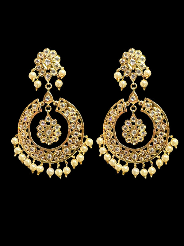 DER608 Reeba chandbali in golden pearls (READY TO SHIP )