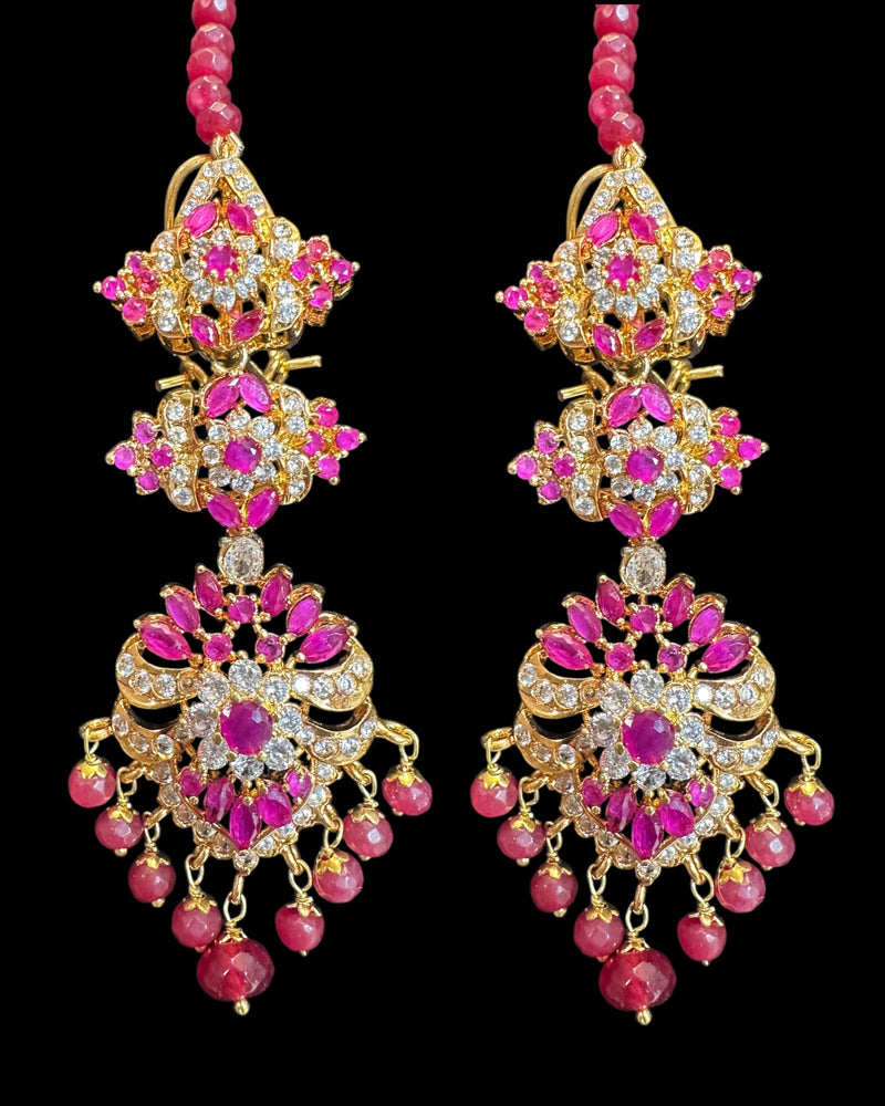 C576 Zarifa Ruby zircon Gold-Plated Choker with Earrings ( READY TO SHIP )