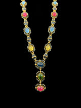 DLN72 Multicolor gold plated gemstone necklace ( READY TO SHIP )