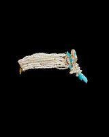 C594 Turquoise & CZ-Polki Floral Choker Set — Gold Plated ( READY TO SHIP )