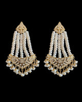 Gold plated silver jhoomar earrings in fresh water pearls ( READY TO SHIP )