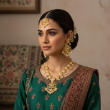 DNS221 Gold-Plated Necklace with Earrings & Tikka ( READY TO SHIP )