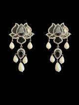 PS570 Maria lotus dangler pendant earrings in black  ( READY TO SHIP )