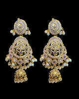 DLN135 Gold-Plated Jadau Rani Haar with Earrings – Medium Length - Purple ( READY TO SHIP )