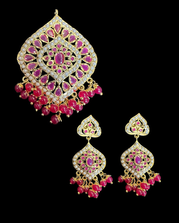 Jadau pendant earrings - Ruby   ( READY TO SHIP )