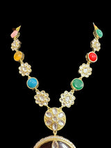 kundan necklace set - Navratan ( READY TO SHIP )