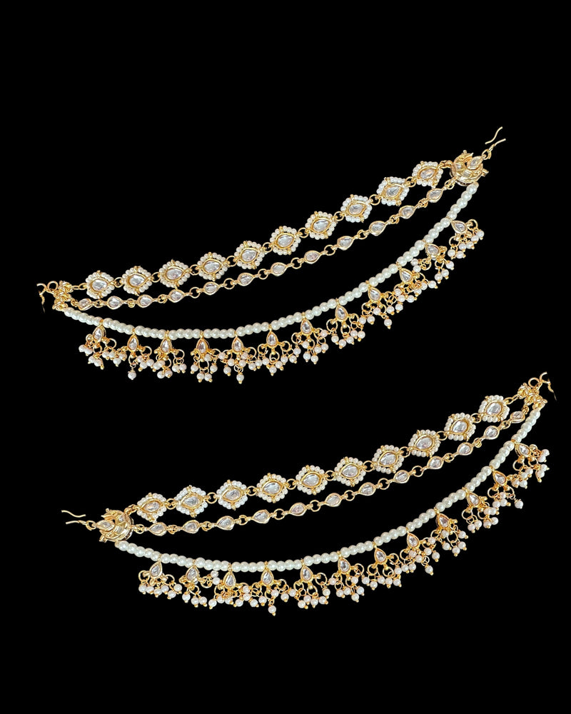 Bridal Kundan & Pearl Ear Supports ( READY TO SHIP )