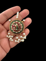 DJTK315 Kundan and meenakari  tika - Red green  ( READY TO SHIP )