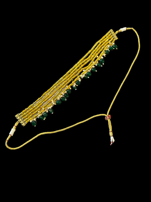 C323 beads choker yellow  with green beads ( READY TO SHIP )