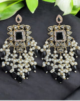 DER728  Nagma dangler earrings in kundan (black )( READY TO SHIP)