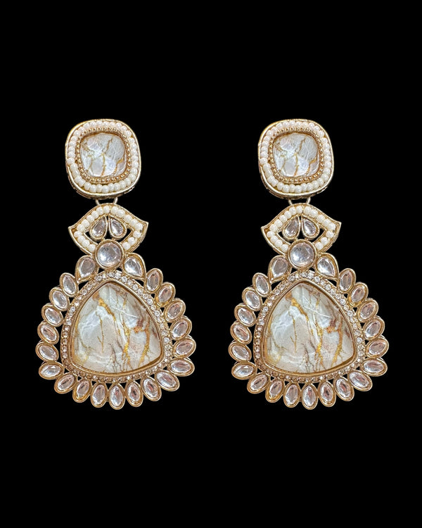 Quartz earrings - marble white   ( READY TO SHIP )