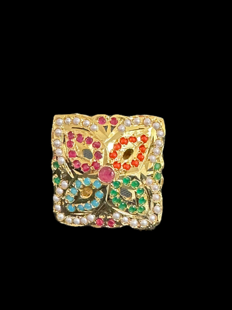 Jadau ring - Navratan ( READY TO SHIP )